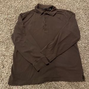 brown half button sweater